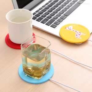 Kopjes schotels 1 stks voeding kantoor USB koffiekapkop thee-verwarming verwarming zacht rubberen beschermer anti-hitte schattig dier dagelijks