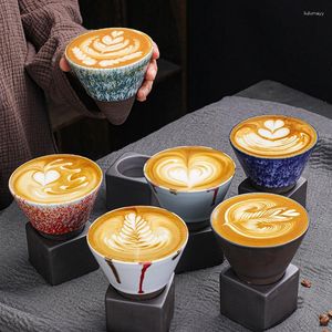 Tasses soucoupes 1 pièces rétro tasse à café en céramique pour voyage rugueux poterie tasse à thé japonais Latte tirer fleur porcelaine