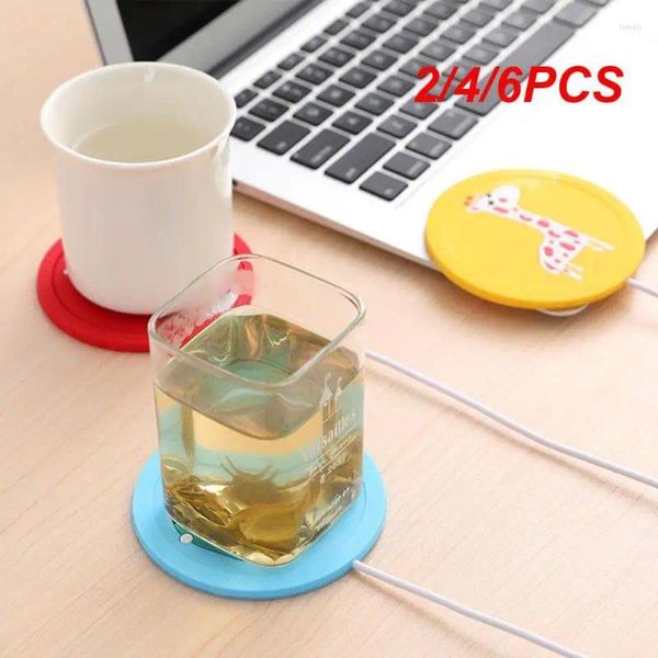 Tasses soucoupes 2/4/6 pièces chauffage thermique tablemat accessoires de cuisine outils Usb plus chaud bureau boisson mignon tapis Portable isolation