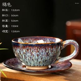 Tasses soucoupes 200ml ensemble de tasses à café en céramique voyage Latte lait thé tasse four devient luxe après-midi fête Drinkware