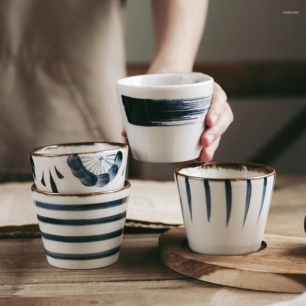 Tasses Saucers 200 ml de style japonais dessiné à la main tasse en céramique eau cuisine drinkware restaurant table de table