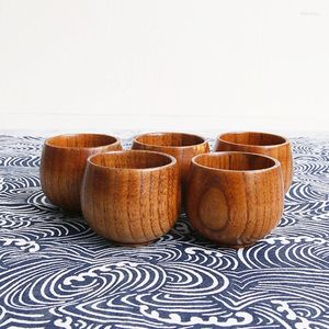Tasses soucoupes 2023 1 pièces 4.3X4.8cm rétro fait à la main en bois naturel tasse Jujube bois réutilisable thé ménage cuisine fournitures de haute qualité