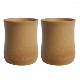 Tasses Saucers 2pcs Bamboo Water Cup multi-usage Éco-Tug carbonisé à tube nature écologique adapté