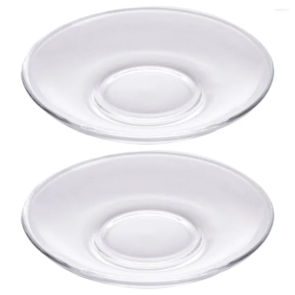 Tasses soucoupes 2 pièces soucoupe en verre transparent assiette ronde décorative plat de service de collation de café