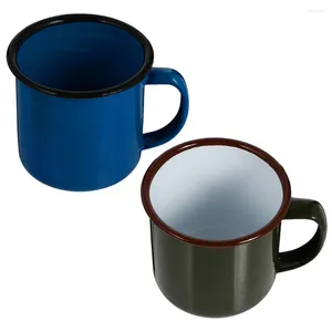 Tasses soucoupes 2 pièces émail tasses Vinatge couleur eau résistant à la chaleur petit café
