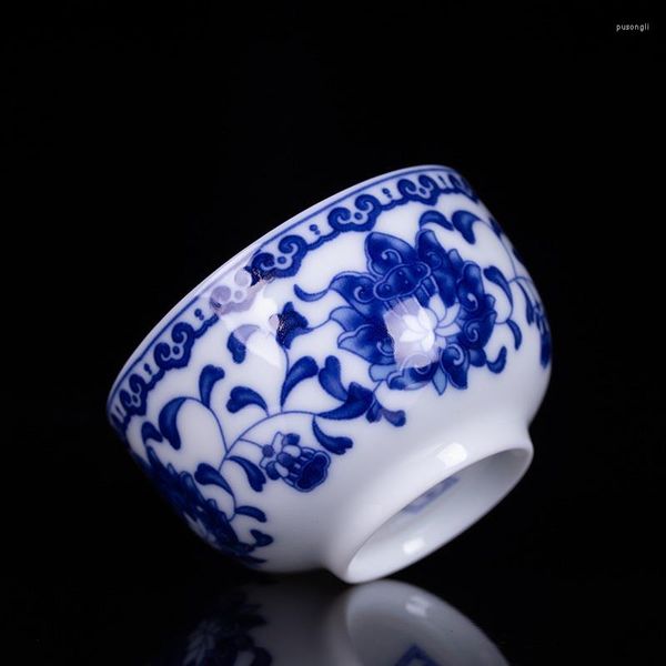 Tasses soucoupes 2 PCS/Lot 60 ml Jingdezhen thé en céramique bleu et blanc porcelaine tasses à thé tasse de saké chinois verres bols thé
