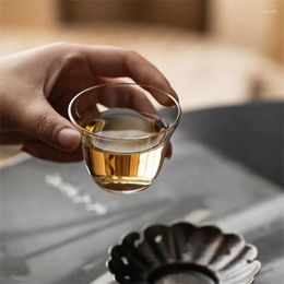 Tazas Platillos 2 Unids/lote Pequeña Capacidad 75 Ml Resistente Al Calor Juego De Tazas De Té De Vidrio Kung Fu Taza De Té Estilo Japonés Degustación Vino Blanco Claro