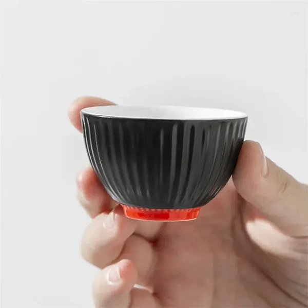Tasses soucoupes 2 pièces/ensemble Jingdezhen céramique rétro thé chinois verres porcelaine mat noir/rouge glaçure tasses tasse d'eau de bureau