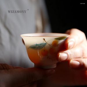 Tasses Saucers 2pcs !!!! Wizamony Jingdezhen Drinkware the tasse de thé set bol en céramique blanche tasses à thé chinois en porcelaine de céladon