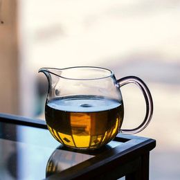 Tasses soucoupes 300 ml japonais verre résistant à la chaleur Justice tasse haut de gamme épaissi ménage public Transparent diviser thé Chahai accessoire