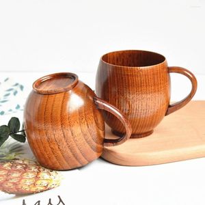 Tasses soucoupes 320 ml créatif Jujube bois isolé tasse à thé verre rétro tasse à café lait tasse bière en bois