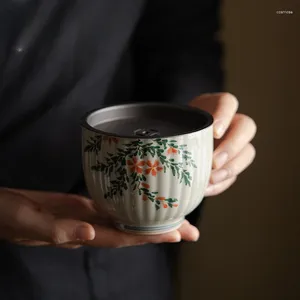Tasses et soucoupes de 330ml, peintes à la main, fleur de tournesol Lingxiao, rétro en céramique, Jianshui, lumière chinoise, ensemble de lavage de thé de luxe