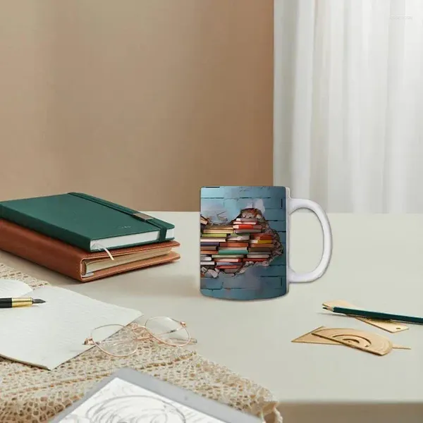 Tazas Platillos Taza De Cerámica De 350 Ml Tema De Estantería Taza De Té Club De Libros Artículos De Café Suministros Amantes De La Lectura Regalo Accesorios De Cocina Para El Hogar