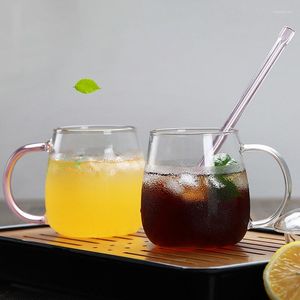 Tasses soucoupes 350 ml verre Transparent tasse thé jus lait avec poignée tasse whisky vin tasses maison bureau Bar boire