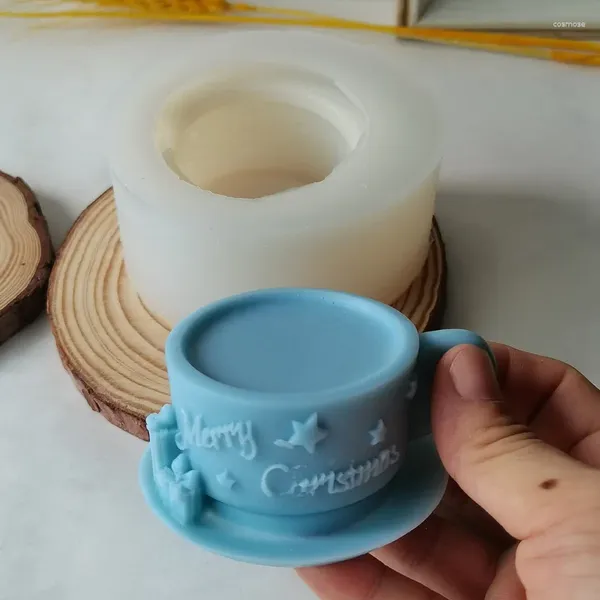 Tazas Platillos 3D Taza de Navidad Vela Molde de Silicona Café Resina Jabón Pastel Chocolate Regalo