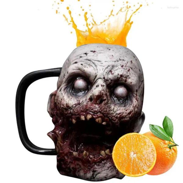 Tazas, platillos, tazas de café de Zombie 3D, taza de agua de terror, decoración de Halloween aterrador, taza de cerveza con cabeza, figura de utilería portátil para fiesta