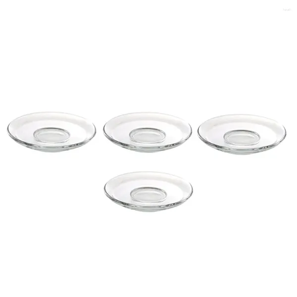 Tazas y platillos, 4 Uds., platillo de cristal para café, vajilla de cocina, platos de té para el hogar, platos decorativos para almacenamiento de aperitivos, redondos