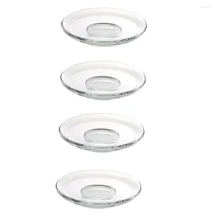 Tasses soucoupes 4 pièces soucoupe en verre assiettes rondes stockage de collation plat plateau à café vaisselle de cuisine expresso