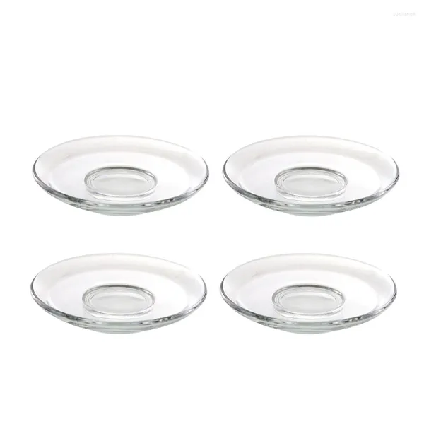 Tasses soucoupes 4 pièces verre soucoupe Snack stockage plats ménage thé assiettes cuisine vaisselle Ramen bol décoratif café rond