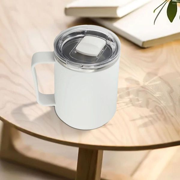Tasses Saucers 450 ml en acier inoxydable tasse de café fuite de thé au thé de lait d'eau pour le dessert de bureau pour le petit déjeuner