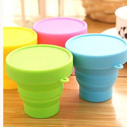 Tasses Saucers 4Colors Pliant 100 ml BPA BPA GRATUIT GRADE EAU CUP SILICONE SILICONE COLOCE COLAGE PORTABLE COLÉS RÉTRACT