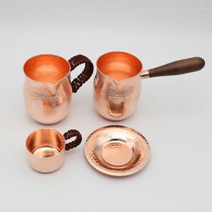 Tasses soucoupes 4 pièces/1 ensemble pur cuivre fait à la main café thé ensemble turc grec arabe Pot