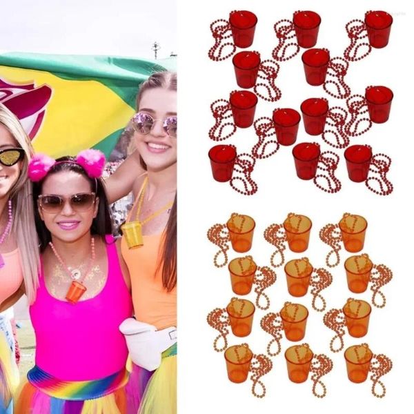 Tasses soucoupes 4 pièces accessoires de jeu collier petit verre à vin créatif en plastique Transparent chaîne de perles de noël