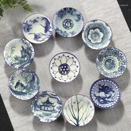 Kopjes Schoteltjes 4 stks/set Blauw en Wit Porselein Theekopje Handgeschilderd Kegel Theekopje Chinese Stijl Patroon Theekopjes Accessoires Puer Set