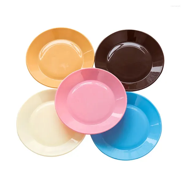 Tasses soucoupes assiettes plates rondes en plastique, 5 pièces, pour desserts, apéritifs, collations, fruits, bonbons, noix, plateaux (marron clair et café rose Beige)