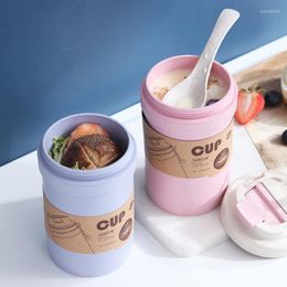 Kopjes schotels 500 ml soep cup thermisch gezond materiaal afgedicht lekbestendige plastic bamboe vezel vezel draagbare melk kan serviesgoed voedsel voedsel voedsel