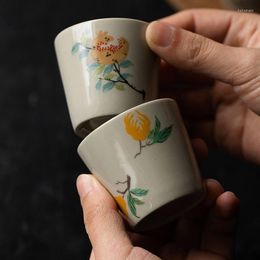 Tasses soucoupes 50ml tasse à thé en céramique à la main Vintage fleur imprimé chinois ensemble maison bureau verres à thé cadeau Taza Te
