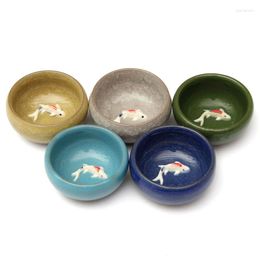 Kopjes schotels 55 ml kleurrijk ijs gebarsten glazuur keramisch porselein kongfu theekop 3d karper teaset porselein teepot drinkware creatieven home cadeaus