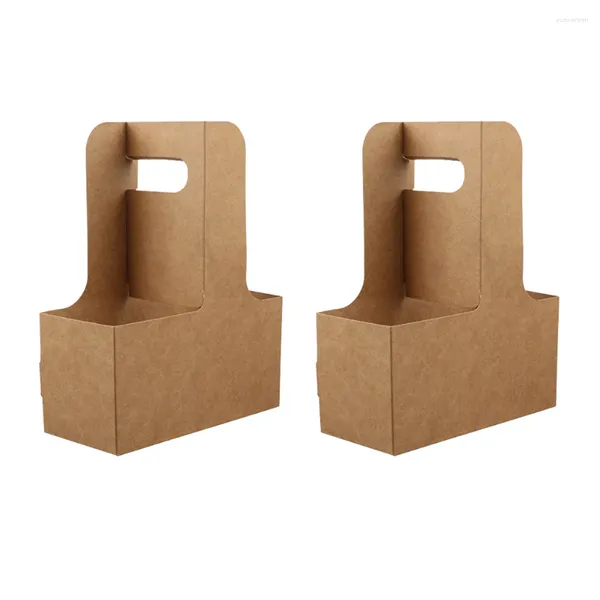 Tazas platillos 5 uds portador de papel Kraft con asas para bebidas café Becerage caramelo galleta