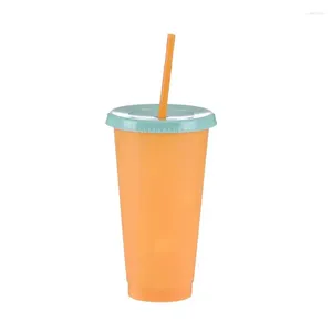 Tasses Soucoupes 5pcs d'eau en plastique Température en plastique Changement de couleur Paille tasse de café de boisson froide pour enfants adultes