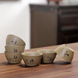 Kopjes schotels 6 stukken keramische persoonlijke persoonlijke handgemaakte handgemaakte kleine theekom huishouden huishouden ruw aardewerk Chinese set accessoires
