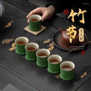 Tasses soucoupes 60ML bambou céramique tasse à thé Joint Stoare vert empilable ensemble tasses à thé pour cérémonie tasse à thé