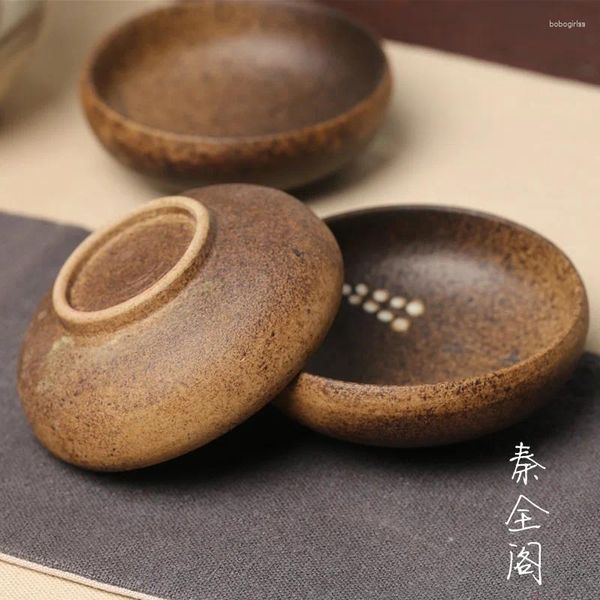 Tasses Saucers 60 ml de poterie grossière en poterie de thé en céramique à thé personnel tasse maître bol peint à la main oreille de blé single japonais