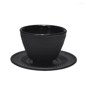 Tazas, platillos, tazas de té de hierro fundido con puntos de 70ml, juegos de herramientas para beber hechos a mano Vintage, taza de té japonesa con