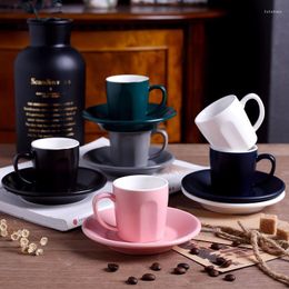 Cups Saucers 80cc Professionele espresso S Coffee Cup en Saucer Set Barista Ceramic Cafe Tasting Mug Tazas Para Tasse Beker Koffie Kopjes