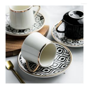 Tasses soucoupes 80ml turc expresso avec ensemble de tasses en céramique après-midi thé café fait à la main Vintage Kubek Do Kawy Bardak