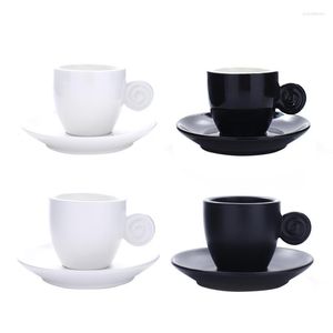 Tasses soucoupes 90cc noir tasse à café et soucoupe ensemble pour thé professionnel céramique verres italien ESPRESSO S tasse goutte
