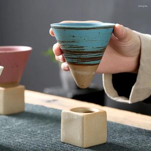 Kopjes schotels 90 ml retro koffiemok Japanse ruw aardewerk thee beker met basis latte trek bloem porselein creatief huishouden
