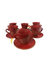 Cups Saucers Amazing Turkse Griekse Arabische koffie Espresso Cup Set Bodem Rumi Model Rood geglazuurde plaat