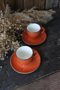 Tasses Saucers Amazing Turc Greek Arabe Coffee Espresso tasse Set Orange 2 PSC.
