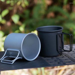Tasses Saucers Arrivée 300 ml tasse de camping extérieur avec poignée pliable Tasse alliée en aluminium ultra-léger portable pour cuisson de randonnée