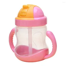 Tazas de tazas Copa de agua para bebés niños paja 280 ml de alimentación a prueba de fugas Botella para bebidas Tumblers con mango para la escuela al aire libre en casa