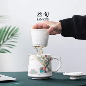Cups Saucers Baichuan Tea Make Cup Ceramic Filter met COV Office Mok Huishouden en water Scheiden Persoonlijk