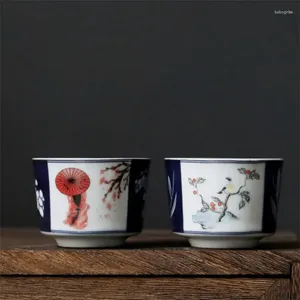 Tasses soucoupes tasse à eau en porcelaine bleue et blanche tasse à thé de bureau en céramique créative rétro peinte à la main tasse à thé principale ustensiles de ménage