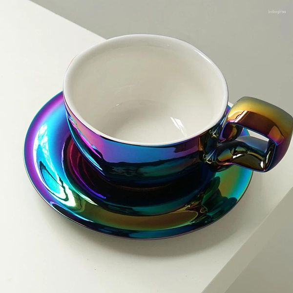 Tasses Saucers petit déjeuner en céramique tasse de café de luxe esthétique idées de cadeaux personnalisés réutilisables