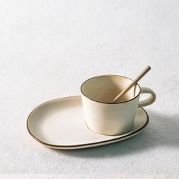 Tasses soucoupes petit déjeuner tasse à café avec soucoupe Vintage Art moderne Simple nordique boisson céramique Tazza Colazione verres